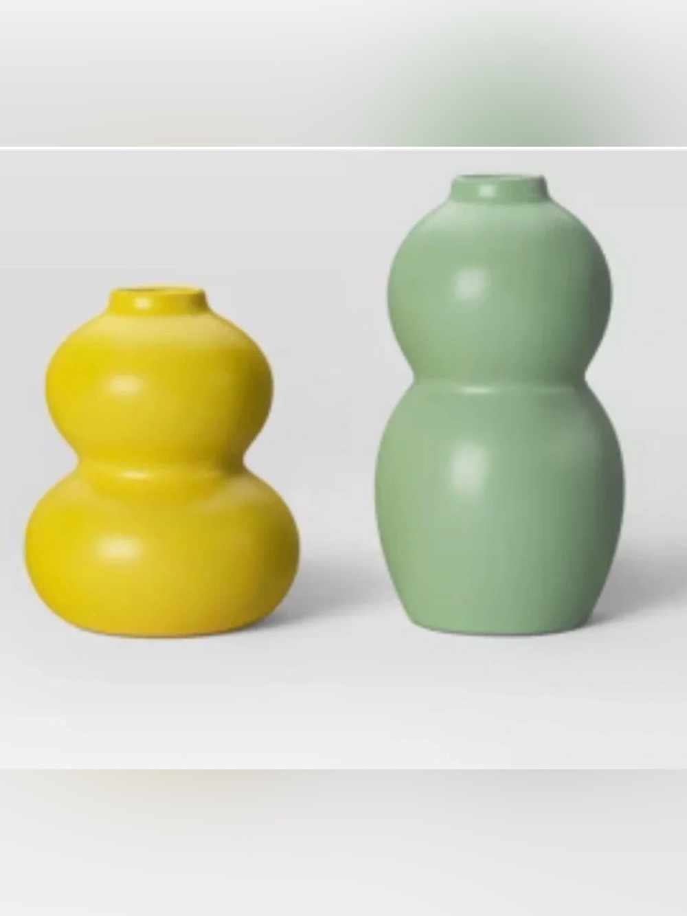 Modern Double-Gourd Ceramic Vase - Yellow & Green
